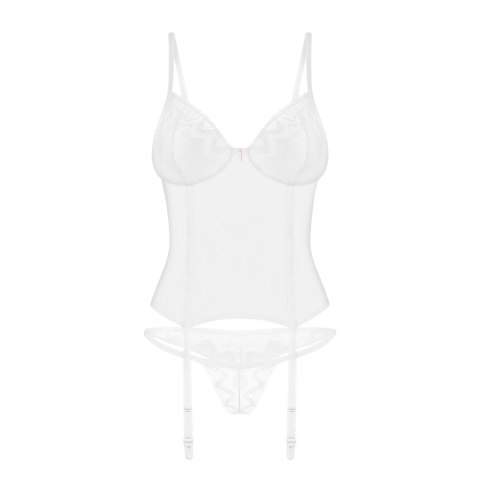 Obsessive Alissium Komplet Gorset+Stringi Biały XL/2XL, Koronka