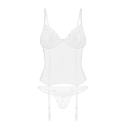 Obsessive Alissium Komplet Gorset + Stringi XS/S Biały Koronkowy