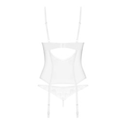 Obsessive Alissium Komplet Gorset + Stringi XS/S Biały Koronkowy