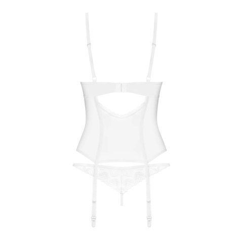 Obsessive Alissium Komplet Gorset + Stringi XS/S Biały Koronkowy