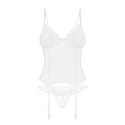 Obsessive Alissium komplet biały gorset+stringi M/L z koronką