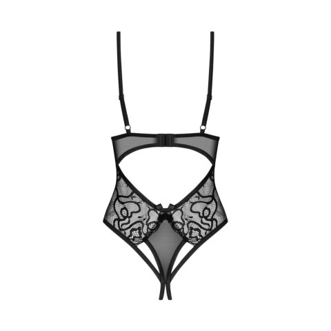 Obsessive Blomentis Body XL/2XL czarne siateczka koronka, otwarty kroj