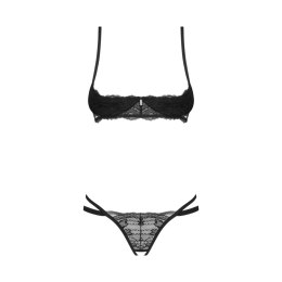 Obsessive Nutris komplet dwuczęściowy XL/2XL czarna koronka ozdobna