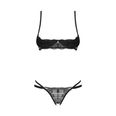 Obsessive Nutris komplet dwuczęściowy czarny koronkowy M/L