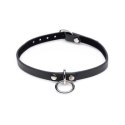 XR Brands choker skorzany z pierścieniem, czarny, regulowany rozmiar