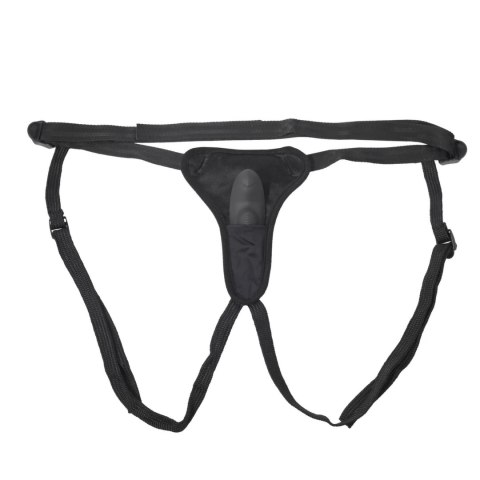 Sportsheets Hidden Pocket - Uprząż z kieszenią i pilotem, czarna, uniwersalna