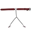 Sportsheets Saffron Collar regulowana obroża z łańcuszkiem czerwono-czarna