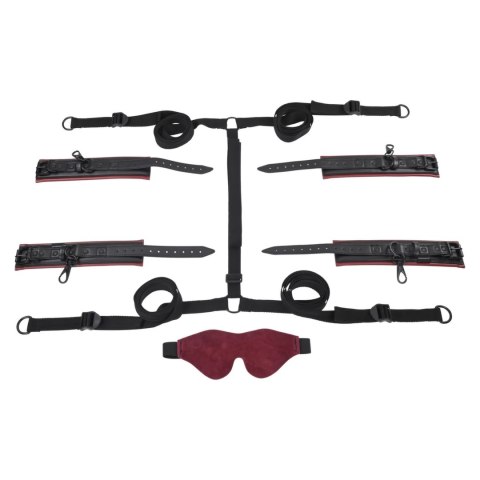 Sportsheets Under The Bed Set Czerwono-Czarny Regulowane Mankiety