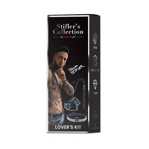Stifler's Collection Zestaw akcesoriow - Kajdanki, Obroża z kryształkami, Pejcz