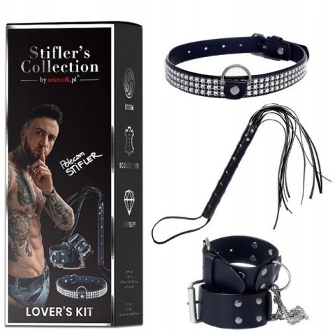 Stifler's Collection Zestaw akcesoriow - Kajdanki, Obroża z kryształkami, Pejcz