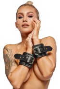 ZADO Kajdanki skorzane czarne, regulowane, szerokość 5 cm