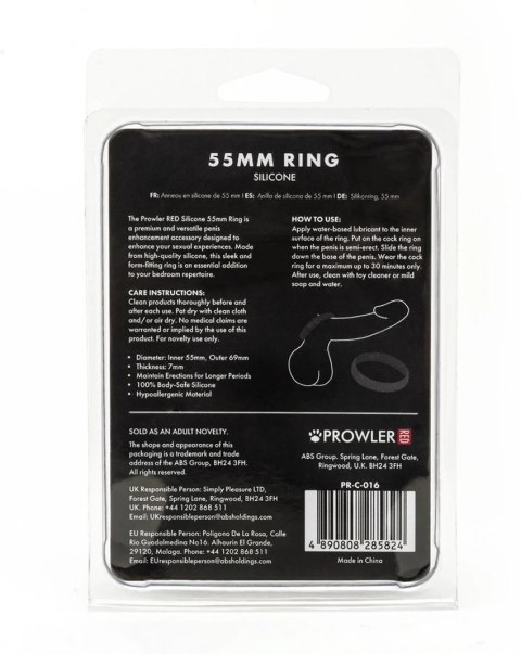 Prowler RED silikonowy pierścień anatomiczny 55mm czerwony