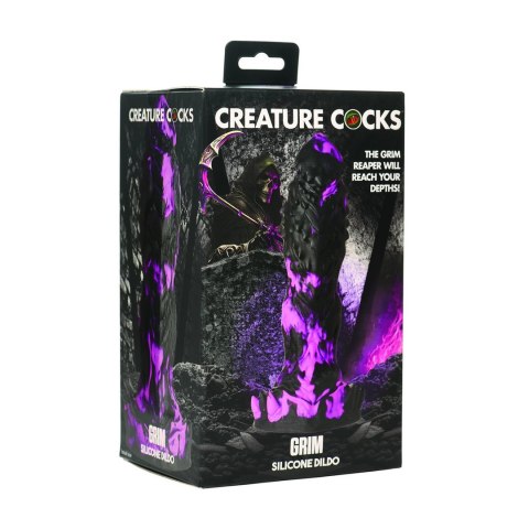XR Brands Grim fioletowo-czarny model silikonowy z teksturą XL