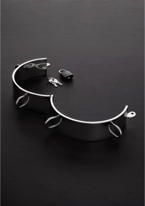 Steel Power Tools stalowa obroża z 4 D-ringami regulowana, srebrna