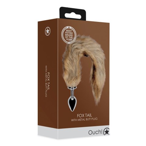 Ouch! Metalowy korek z futrzanym ogonem lisa - srebrny, uniwersalny