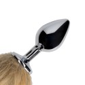 Ouch! Metalowy korek z futrzanym ogonem lisa - srebrny, uniwersalny