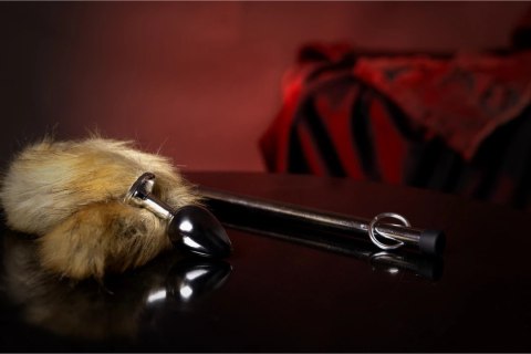 Ouch! Metalowy korek z futrzanym ogonem lisa - srebrny, uniwersalny