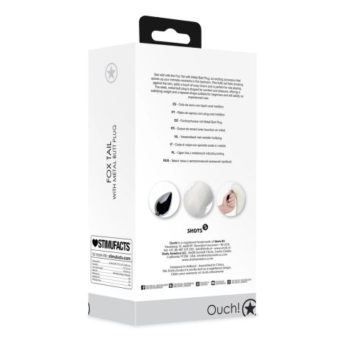 Ouch! by Shots Fox Tail Plug metalowy z puszystym ogonem srebrny