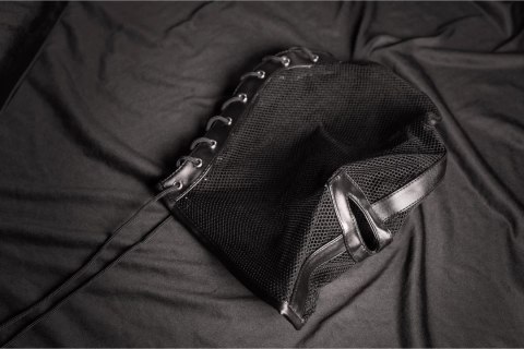 Ouch! by Shots Maska na twarz z siatki kabaretowej, regulowana, czarna