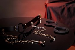 Ouch! by Shots O-Ring Gag z regulowanymi zaciskami na sutki, czarny