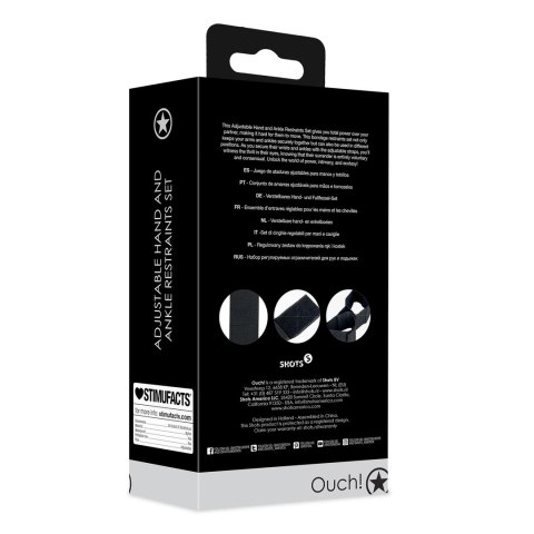 Ouch! by Shots Zestaw Regulowany do Krępowania Rąk i Kostek, Czarny