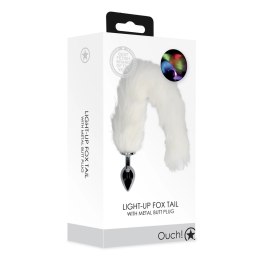 Shots Ouch! Fox Tail LED - podświetlany ogon i metalowy korek, srebrny