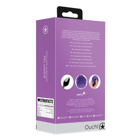 Shots Ouch! Metalowa zatyczka z puszystym kroliczym ogonem, srebrna