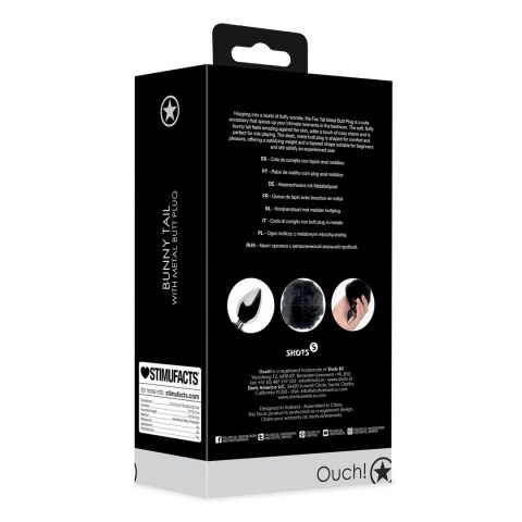 Shots Ouch! metalowy korek z puszystym ogonem krolika, srebrny