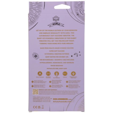 Doc Johnson Aura - Wibrator dwusilnikowy kroliczek silikonowy rożowy