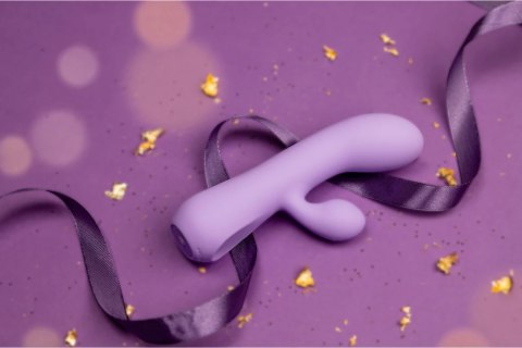 Doc Johnson Aura - Wibrator dwusilnikowy kroliczek silikonowy rożowy