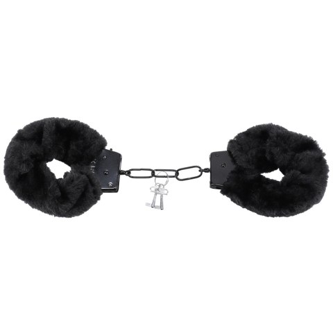 Doc Johnson kajdanki metalowe z miękkim futrzanym wykończeniem czarne
