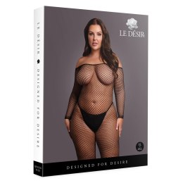Le Desir Bodystocking XL-4XL z długim rękawem, siateczka, czarny