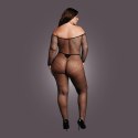 Le Desir Bodystocking XL-4XL z długim rękawem, siateczka, czarny
