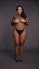 Le Desir Bodystocking siateczkowy z golfem XL-4XL czarny, długi rękaw