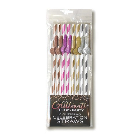 Little Genie Glitterati - Zestaw 8 metalicznych słomek papierowych imprezowych