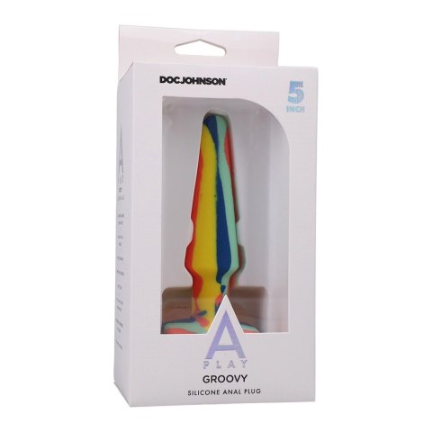 Doc Johnson A-Play Groovy silikonowy korek analny 12cm wielokolorowy
