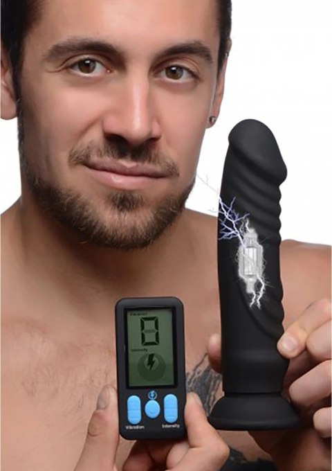 XR Brands Zeus Vibrating E-Stim silikonowy model intymny z pilotem