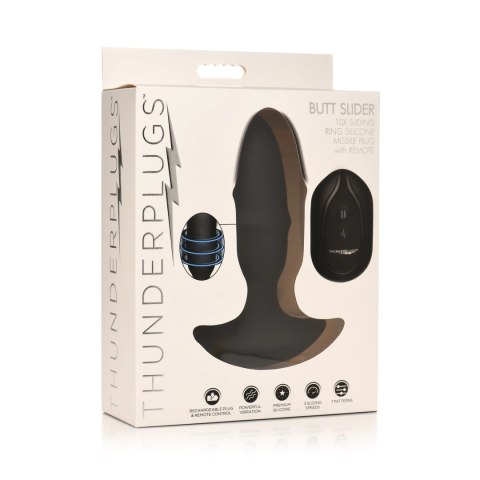 XR Brands silikonowa wtyczka z pierścieniem i pilotem, wodoodporna IPX5