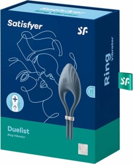 Satisfyer Duelist - Regulowany pierścień silikonowy z wibracją, czarny