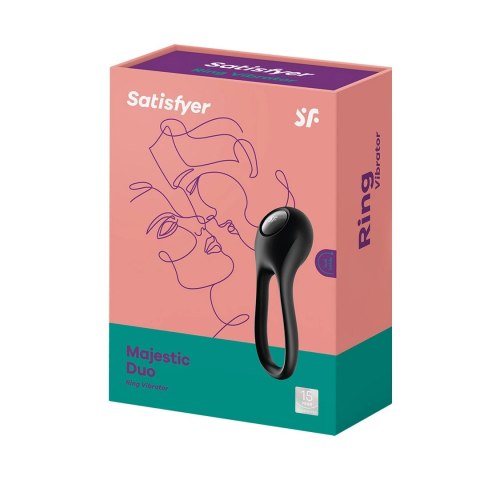 Satisfyer Majestic Duo czarny - elastyczny pierścień wibrujący 12 trybow