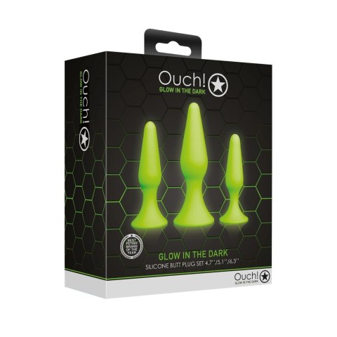 Ouch! Glow in the Dark - zestaw świecących w ciemności zatyczek, zielone