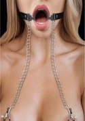 Ouch! O-Ring Ball Gag silikonowy z regulacją i łańcuszkami 35 cm