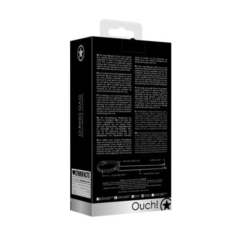 Ouch! O-Ring Ball Gag silikonowy z regulacją i łańcuszkami 35 cm