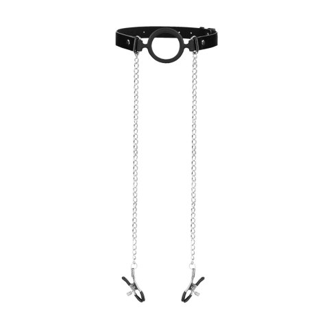 Ouch! O-Ring Ball Gag silikonowy z regulacją i łańcuszkami 35 cm