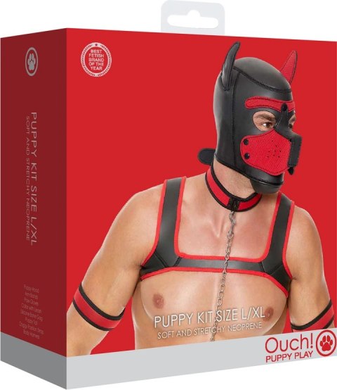 Ouch! Puppy Play Kit L/XL - skorzany zestaw akcesoriow neoprenowych
