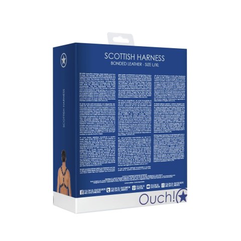 Ouch! Skorzana uprząż L/XL stalowe detale i 4 O-ring