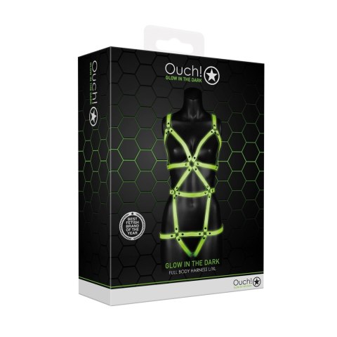 Ouch! Uprząż podwojna świecąca w ciemności L/XL - regulowana