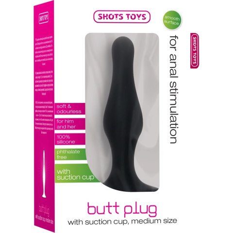 Shots Toys Korek anatomiczny średni z przyssawką 11,7 cm czarny
