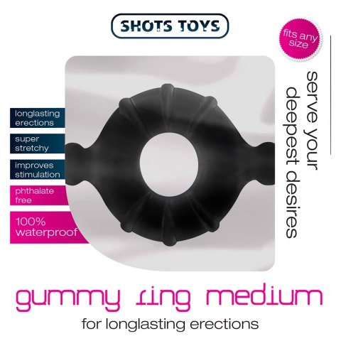 Shots Toys Pierścień anatomiczny średni TPE elastyczny czarny
