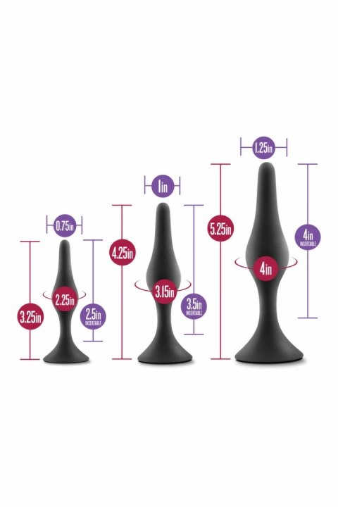 Blush Luxe Zestaw Anatomicznych Plugow Silikonowych Black 3 szt.